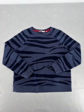 Boden Blue Zebra Print Crewneck Pullover Sweater Small